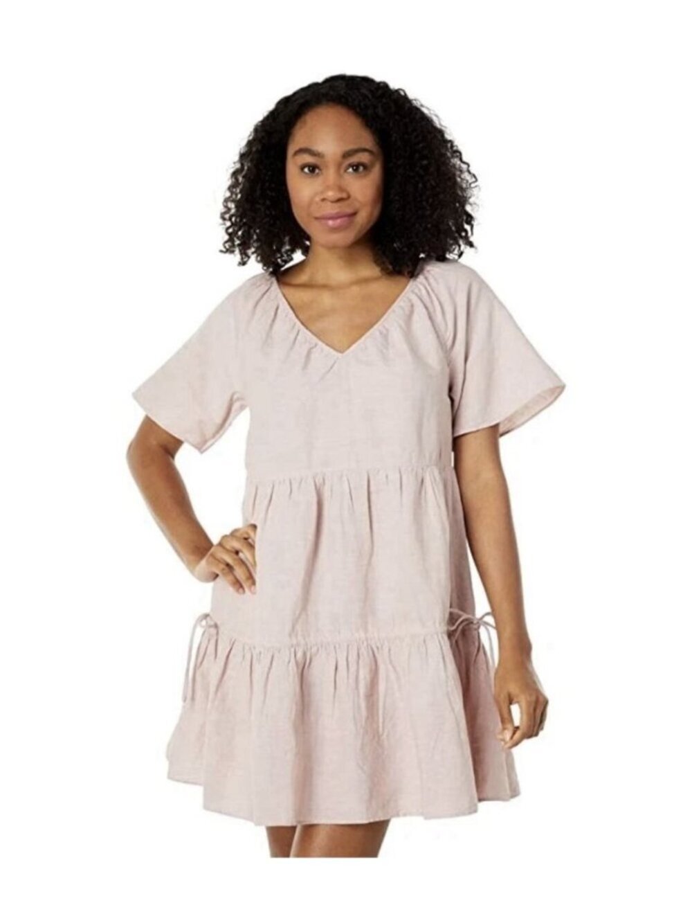 Madewell Lorelei Linen Blend Babydoll Mini Dress Pink Women’s Plus Size 2X